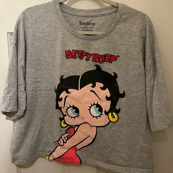 Gray Betty Boop Cropped T-Shirt - Picture 1 of 2